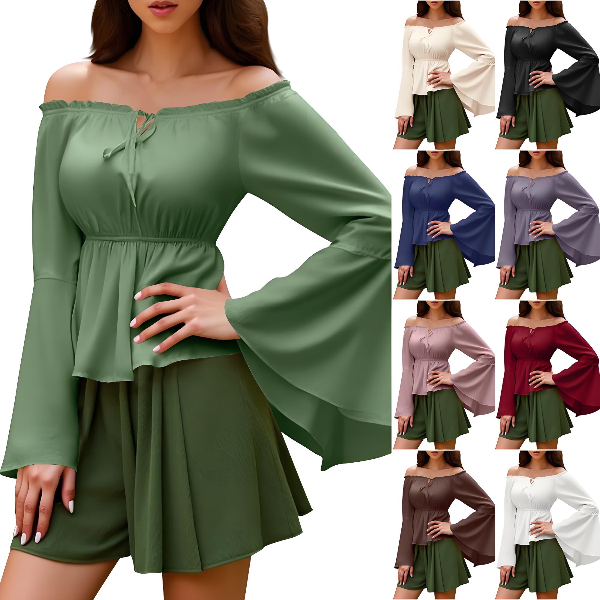 Off Shoulder Blouse - Renaissance Blouse Peasant Women Off Shoulder
