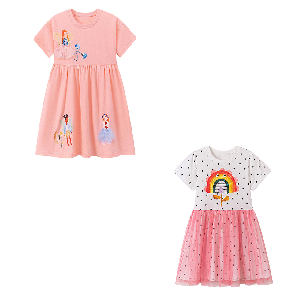 Short Sleeve Summer Girls Dres - Summer Clothing Drawing For Kids ulasan dan harga