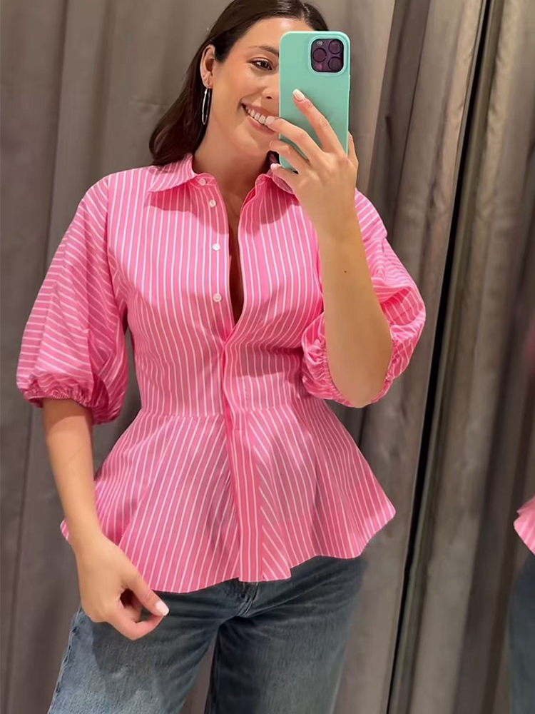 TFMLN Women Striped Shirts Sli - Summer Clothing For Teens ulasan dan harga