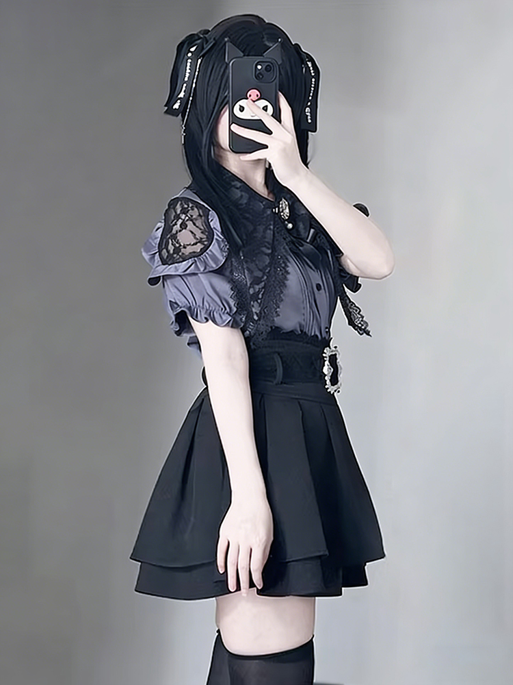 Gothic Style Shoulder Bared Sh - Off Shoulder Blouse ulasan dan harga