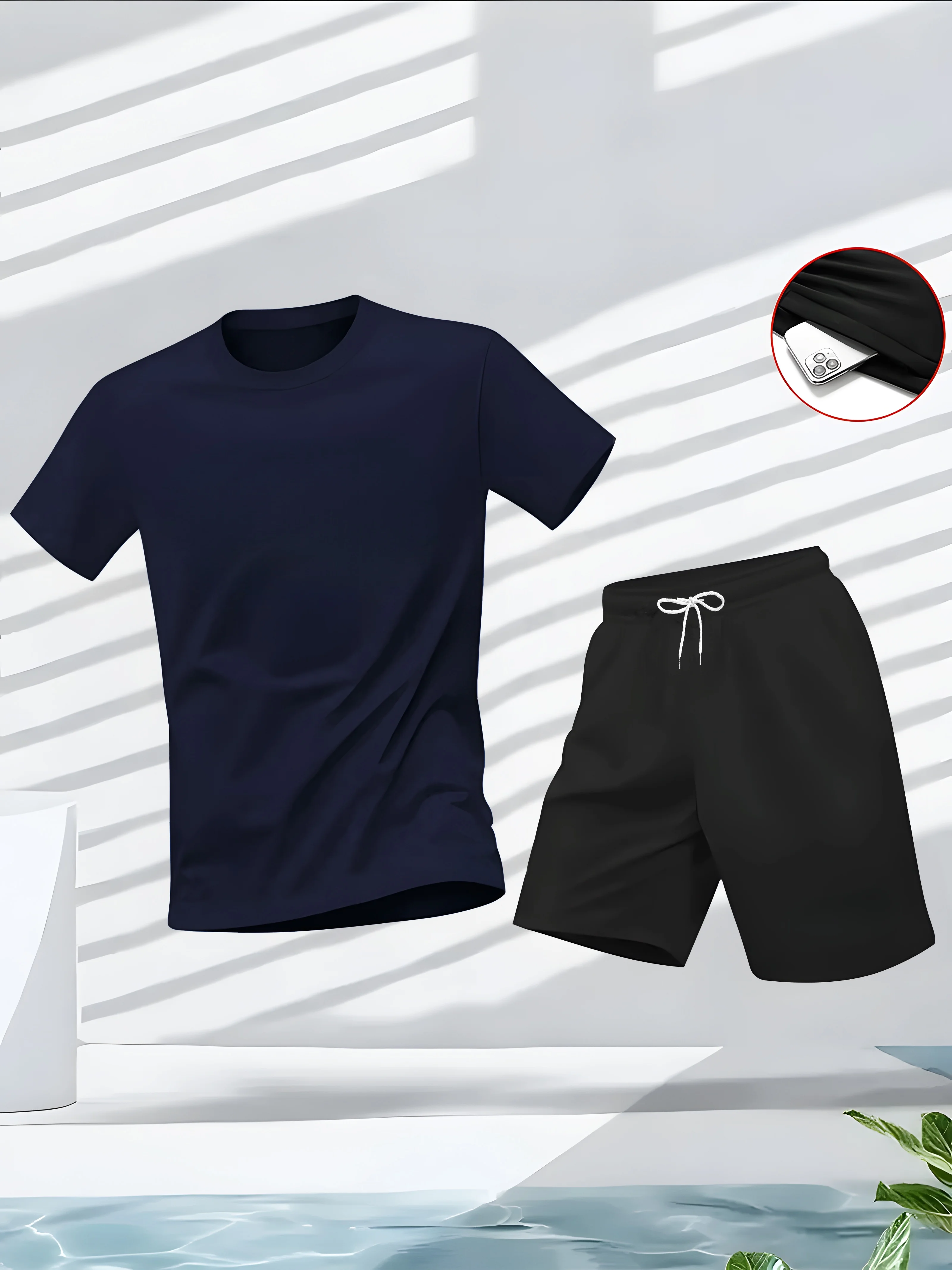 Men's Suit 2pcs Set Fashion Le - Summer Gym Clothing ulasan dan harga