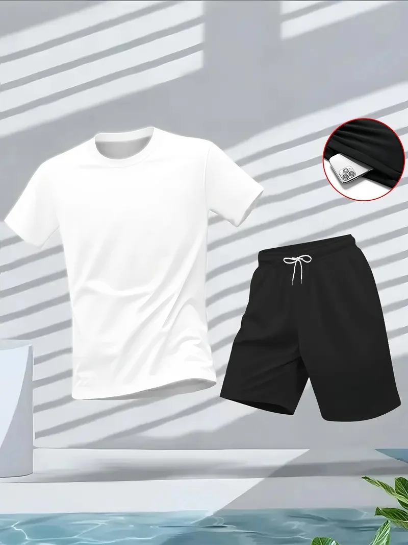 Men's Suit 2pcs Set Fashion Le - Summer Gym Clothing ulasan dan harga