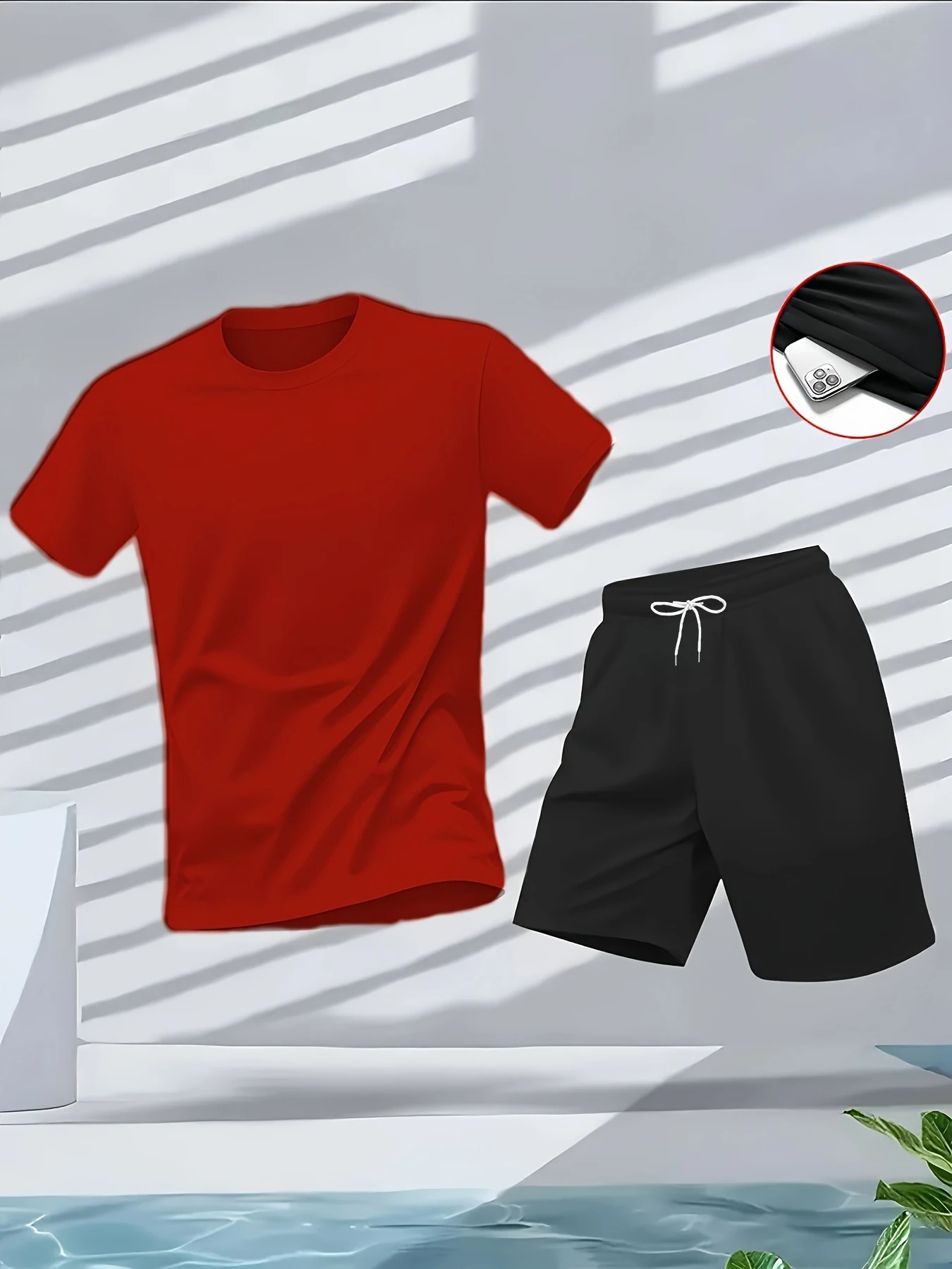 Men's Suit 2pcs Set Fashion Le - Summer Gym Clothing ulasan dan harga