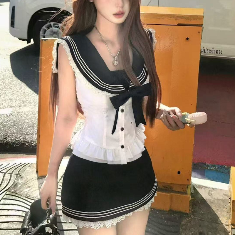 College Style Bow Sweet 2 Piec - Summer Alt Clothing ulasan dan harga