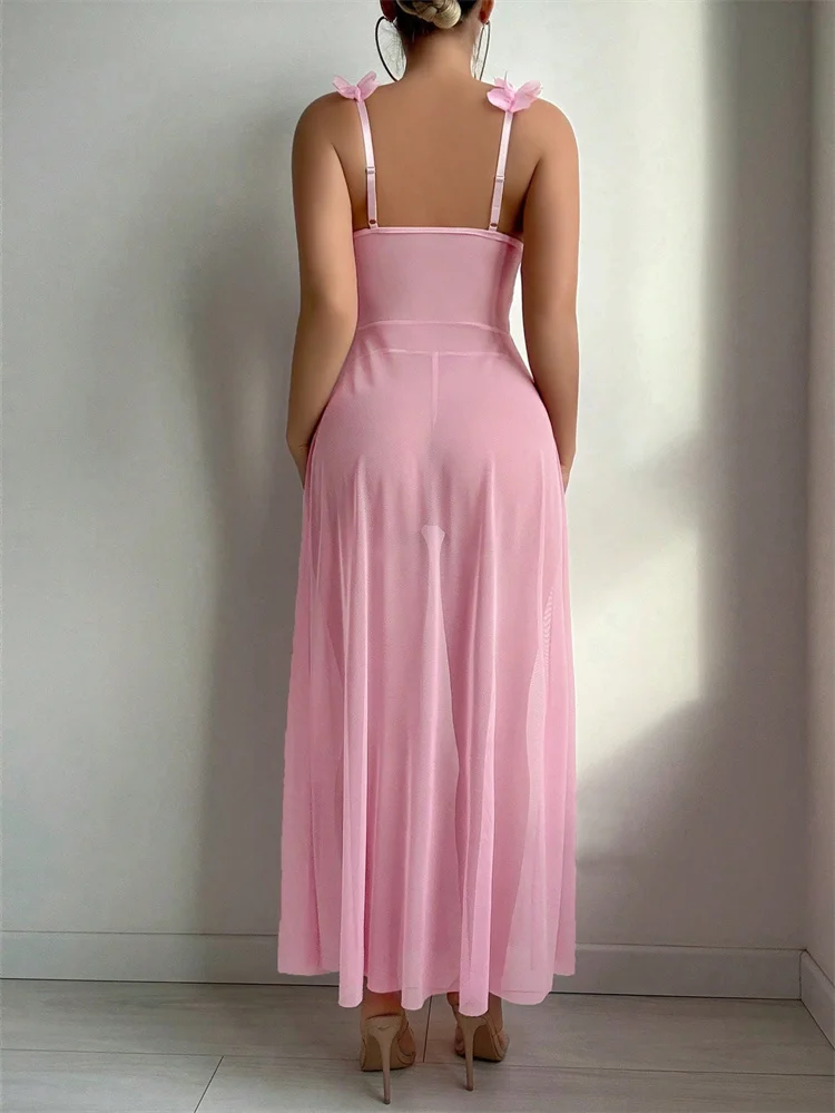 Pink Floral Lace See Through N - Summer Clothing Stores ulasan dan harga