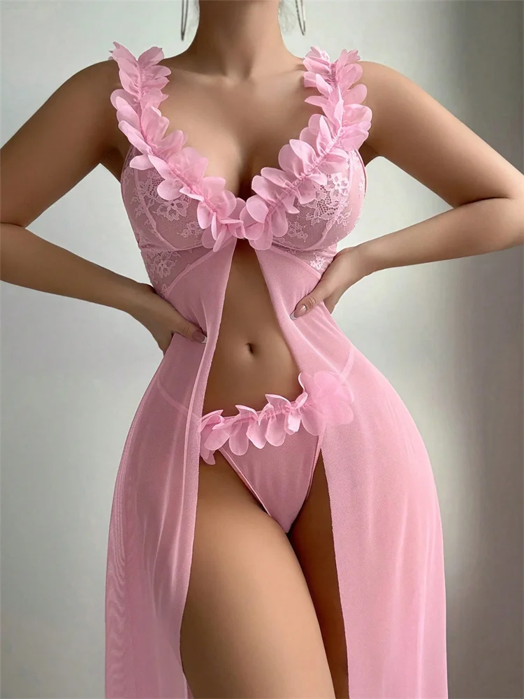 Pink Floral Lace See Through N - Summer Clothing Stores ulasan dan harga