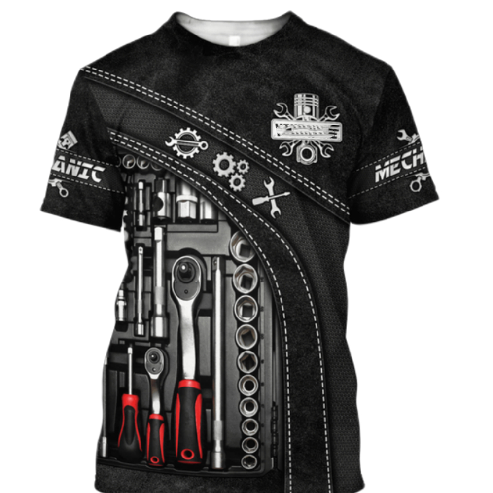 Vintage T-Shirt Mechanic 3D Pr - Summer Clothing Names ulasan dan harga
