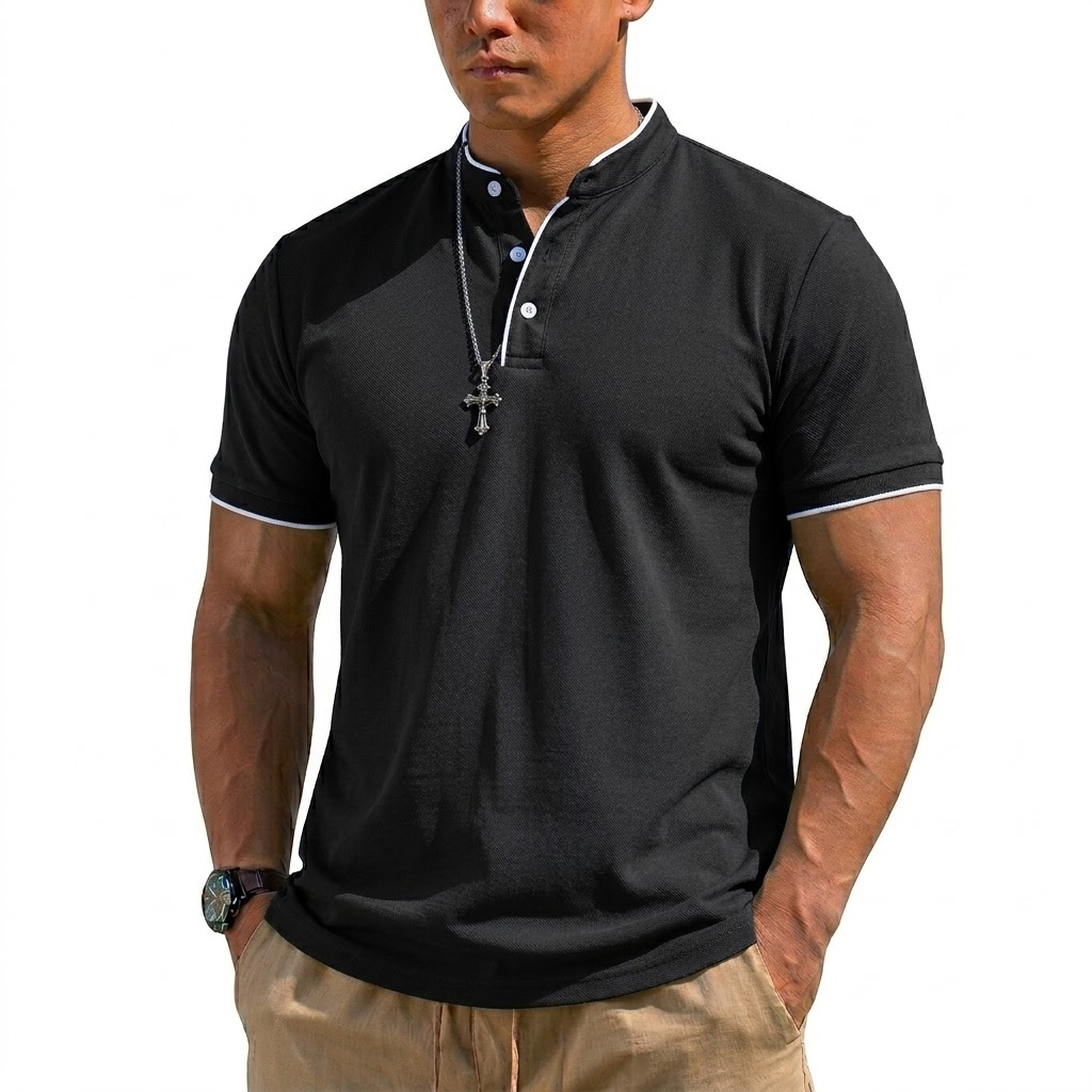 Summer Short Sleeve Henley Shi - Summer Gym Clothing ulasan dan harga
