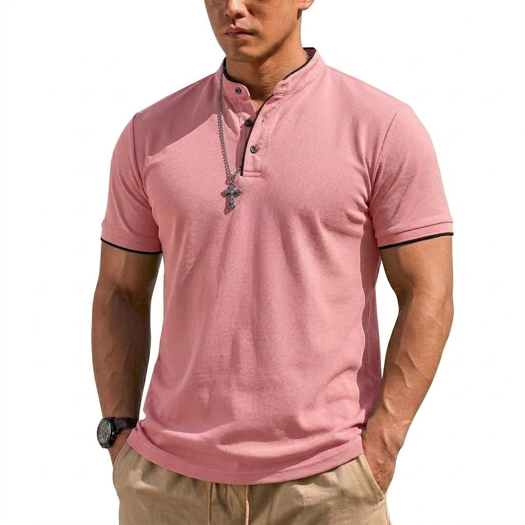 Summer Short Sleeve Henley Shi - Summer Gym Clothing ulasan dan harga