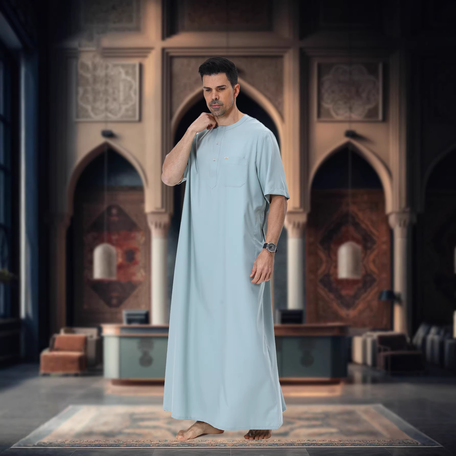 Muslim Men Abaya Kaftan Pakist - Summer Clothing Pakistan ulasan dan harga